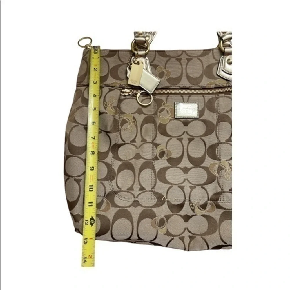 Coach vintage y2k signature poppy brown signature c tote bag gold hearts RARE